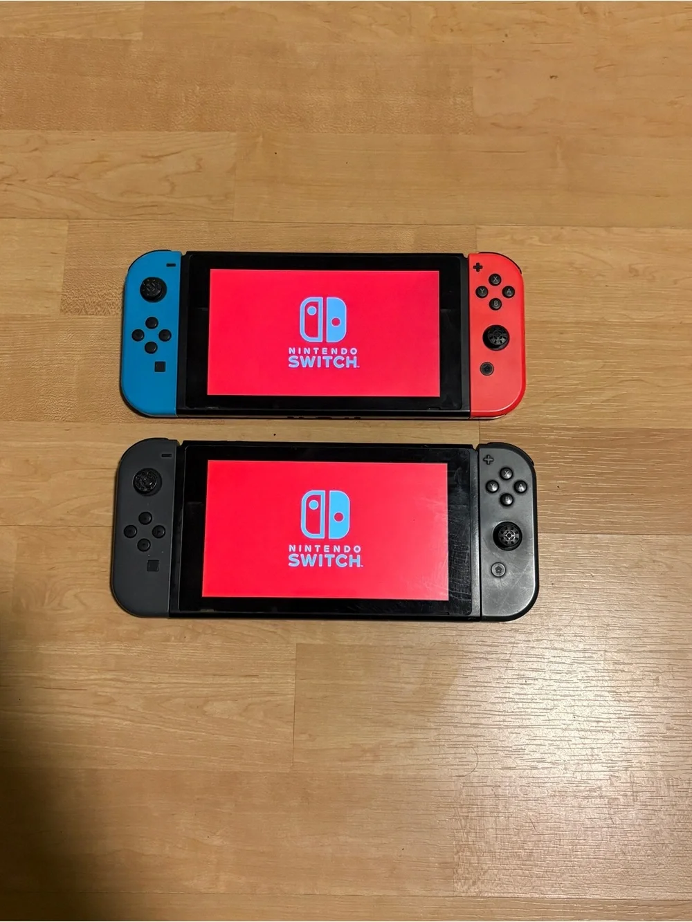 Nintendo Switch with Neon Blue & Neon Red Joy‑Con and Gray Console